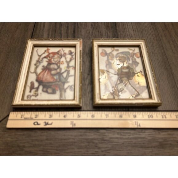 Vintage Hummel Style Boy & Girl Framed Prints 6x4.5 Inches - Picture 2 of 6